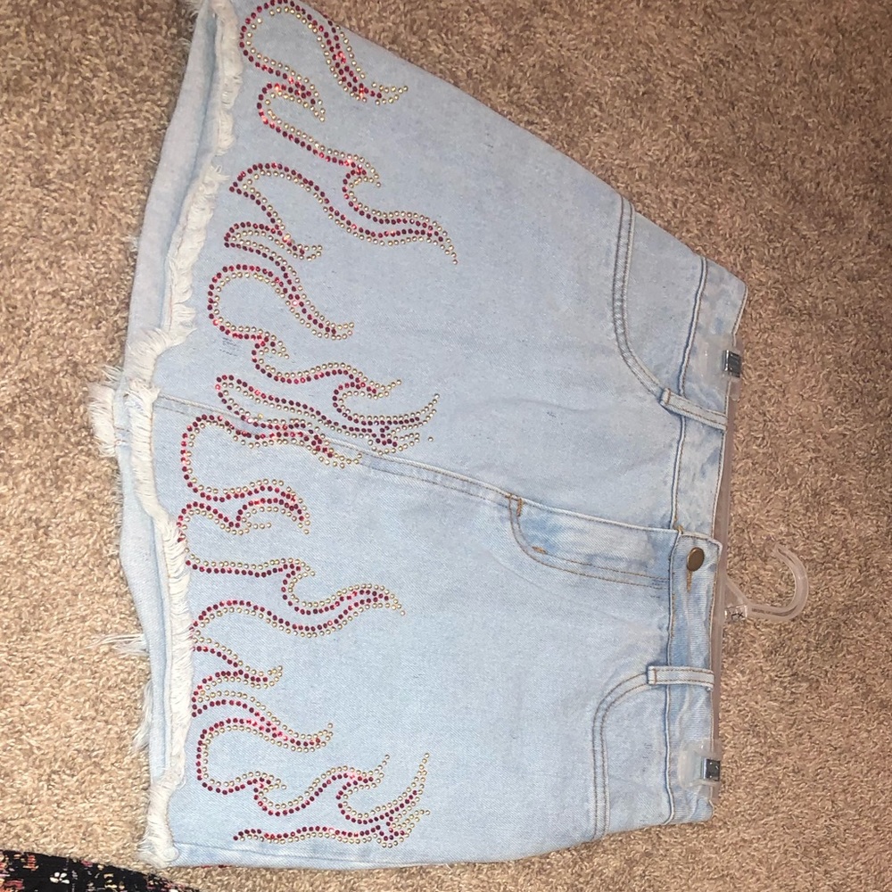 Denim embellished skirt